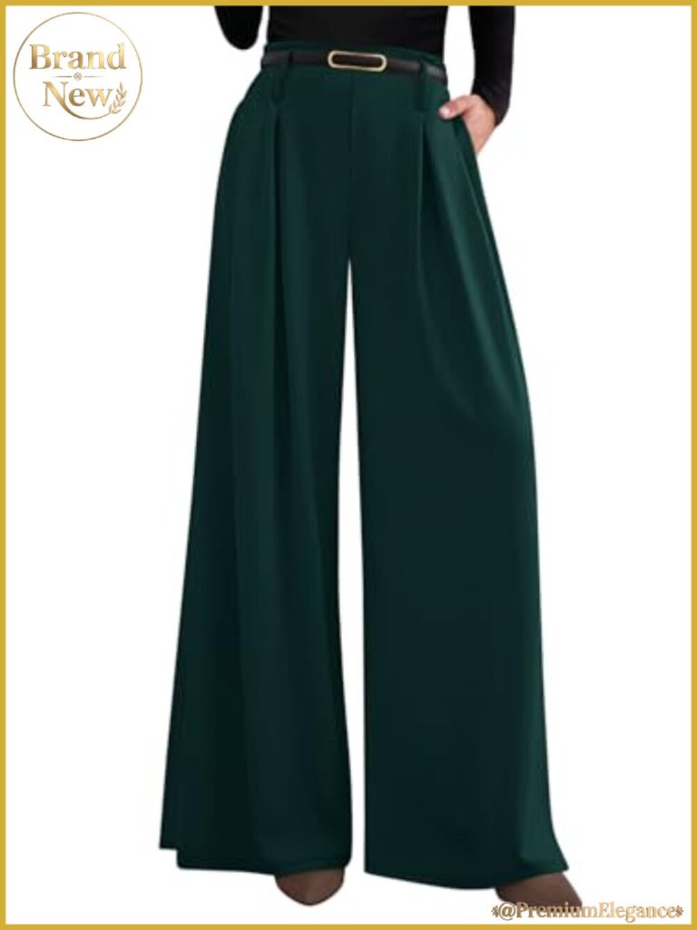 Wide Leg Dress Pants High Waisted Flowy Pleated Trousers with Pockets Business